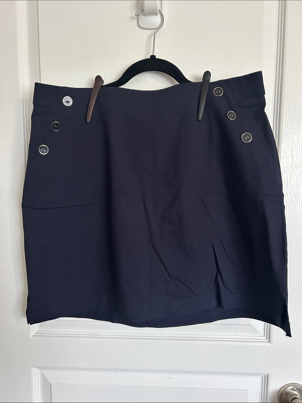 Rafaella Navy Button-Accent Mini Skort